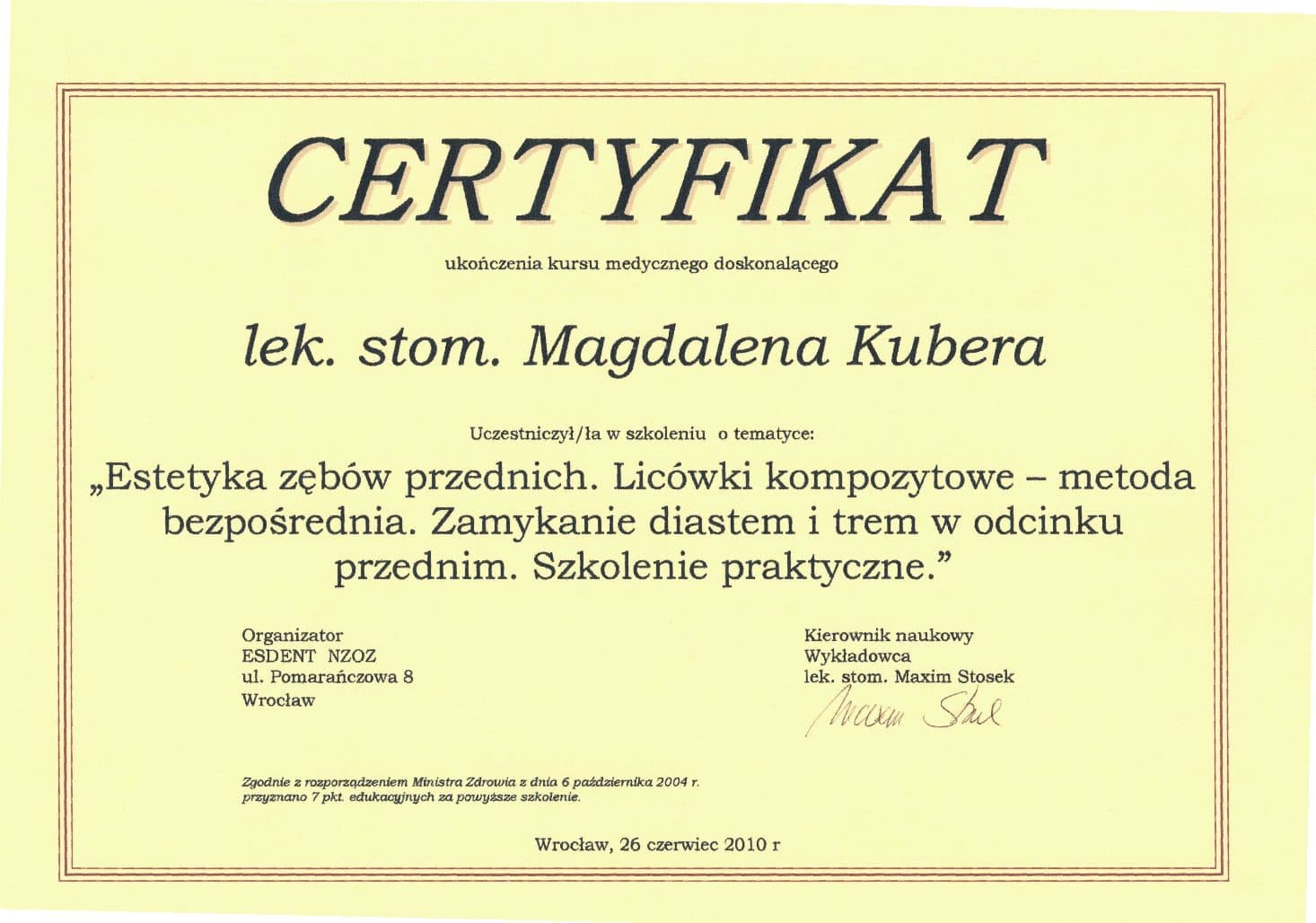 Certificate 61
